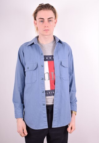 WOOLRICH MENS VINTAGE SHIRT SMALL BLUE 90S