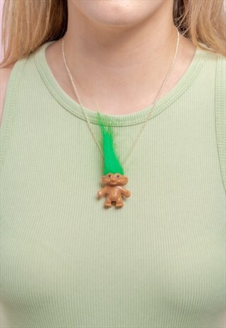 GREEN HAIRED TROLL NECKLACE