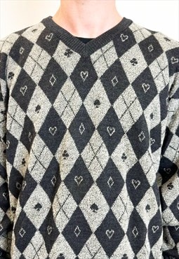 Vintage 90s ICEBERG geometric grey jumper 