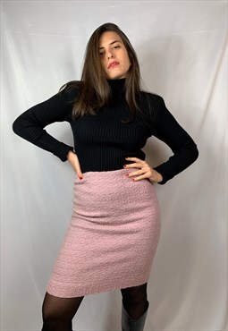 Vintage 90s Moschino Tweed Pink Skirt