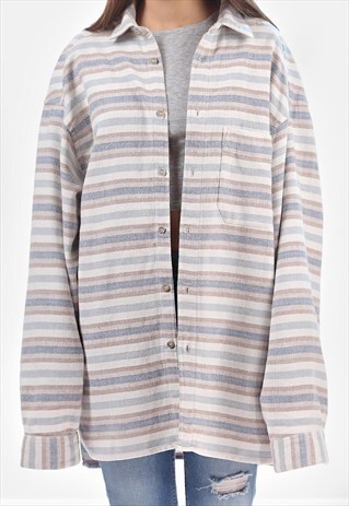 VINTAGE AZTEC STRIPED FLANNEL SHIRT OVERSIZED
