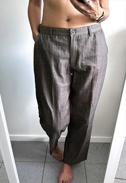 80s Boyfriend Brown Smart Trousers / Pants - Large