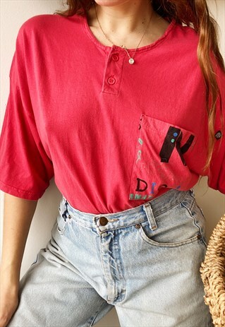 VINTAGE 80S ABSTRACT GRAPHIC T-SHIRT TOP TEE BLOUSE FESTIVAL