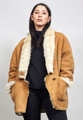 VINTAGE PREMIUM 80'S TANNED SHEEPSKIN COAT