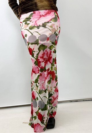 VINTAGE Y2K FLORAL MESH MAXI SKIRT