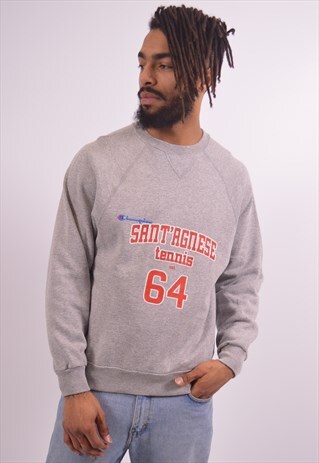 CHAMPION MENS VINTAGE SWEATSHIRT JUMPER SMALL GREY 90S