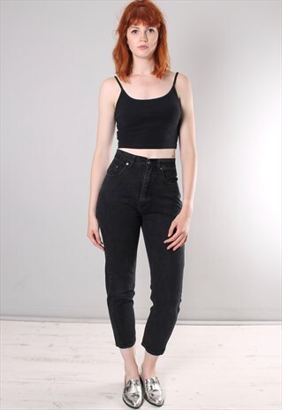 VINTAGE 80S HIGH WAISTED CROPPED MOM JEANS