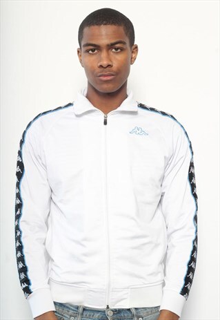 VINTAGE KAPPA TAPE LOGO TRACK JACKET WHITE