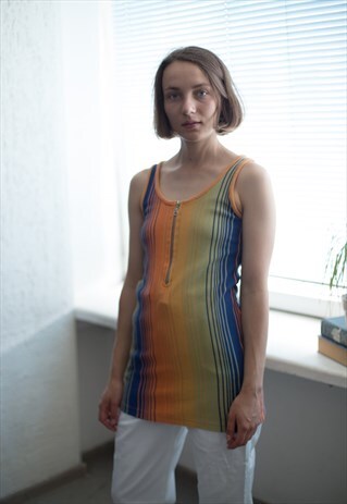 VINTAGE 80'S MULTI COLOR STRIPED MINI DRESS