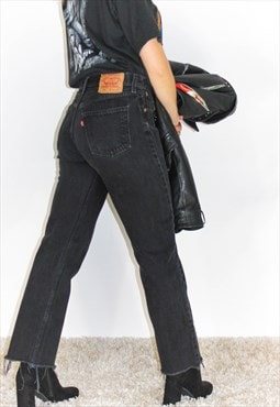 Vintage 90's Levi Black 501 Straight Leg Raw Hem Jeans