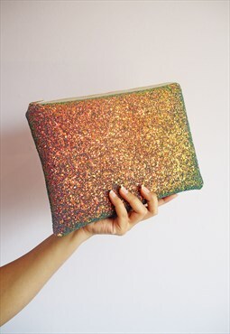 Copper Glitter Clutch Bag