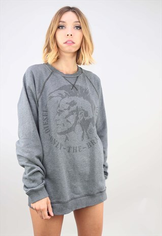 VINTAGE RETRO OVERSIZED GREY DIESEL SWEATSHIRT