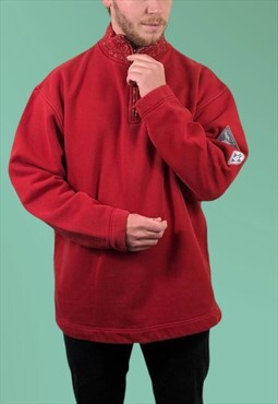 Hugo Boss Vintage Sweatshirt Red Sweatshirt Quarter Zip XL