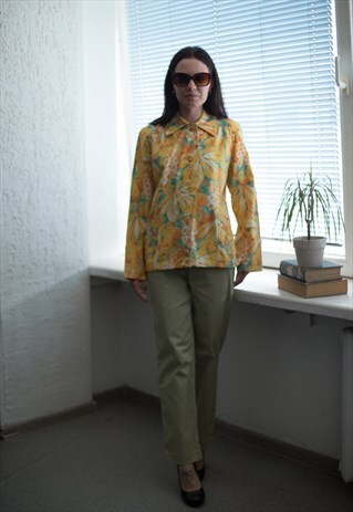 VINTAGE 80'S FLOWER PATTERNED LONG SLEEVE JACKET