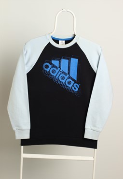 Vintage Adidas Crewneck Logo Sweatshirt Black Navy