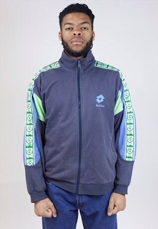 VINTAGE LOTTO GREY 90'S ZIP-UP SWEATSHIRT
