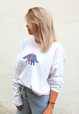 G&G WHITE L/S DINO TEE