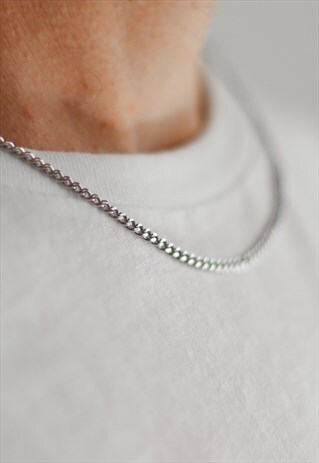 CHAIN NECKLACE FOR MEN SILVER TONE STAINLESS STEEL FOR HIM
