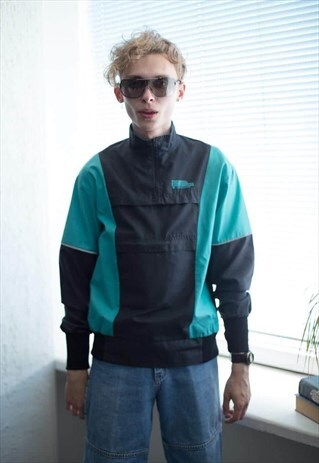 VINTAGE 90'S BLACK/GREEN SHELL JACKET