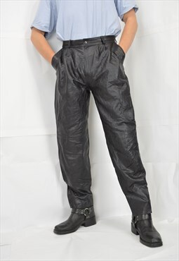Vintage black 90's leather trousers