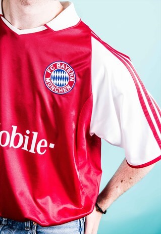 ADIDAS VINTAGE 1990S RED BAYERN MUNCHEN FOOTBALL SHIRT