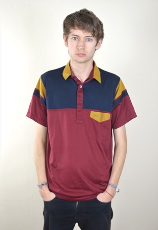 1980S VINTAGE RED & YELLOW POLO T SHIRT