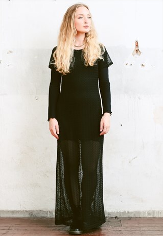VINTAGE 90S BLACK LACE MAXI DRESS