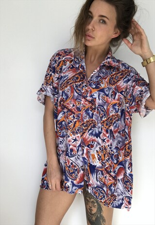 PATTERNED OVERSIZED RETRO VINTAGE UNISEX FESTIVAL SHIRT