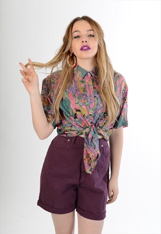 AUBERGINE LIGHT DENIM VINTAGE SHORTS
