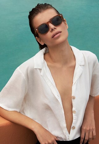 HENLEY BROWN ROUND SUNGLASSES