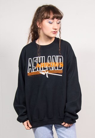 VINTAGE 90'S BLACK ASHLAND ARROWS USA PRINT SWEATSHIRT