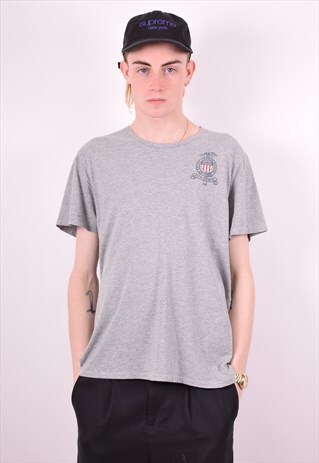 RALPH LAUREN MENS VINTAGE T-SHIRT TOP LARGE GREY 90'S