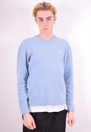 NIKE MENS VINTAGE JUMPER SWEATER MEDIUM BLUE 90'S