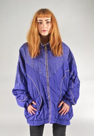 VINTAGE PURPLE METALLIC SPOTTED BOMBER JACKET