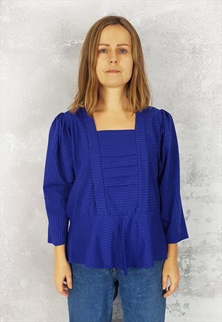 Blue peplum blouse from 80's
