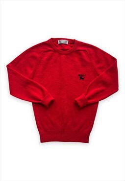 Vintage Burberry jumper red woolly knitwear long sleeve top