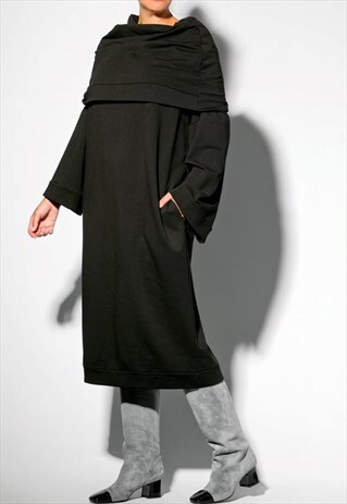 JUMPER DRESS IN BLACK, SWEATER DRESS, JUMPER DRESS