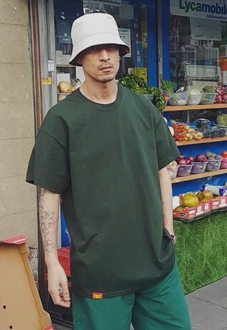 PLAIN OVERSIZED T-SHIRT FOREST GREEN