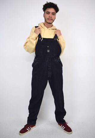 VINTAGE 90S WASHED BLACK DENIM DUNGAREES