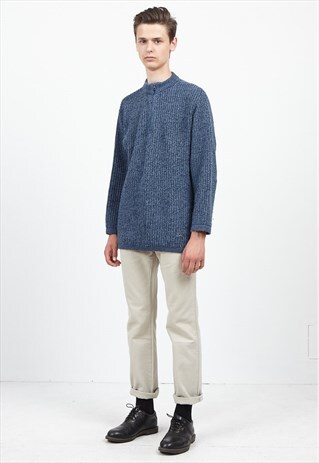 VINTAGE BLUE LEE 1/4 ZIP KNIT JUMPER SWEATER