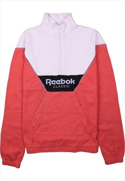 Vintage 90's Reebok Sweatshirt Quater Zip Heavyweight Pink,