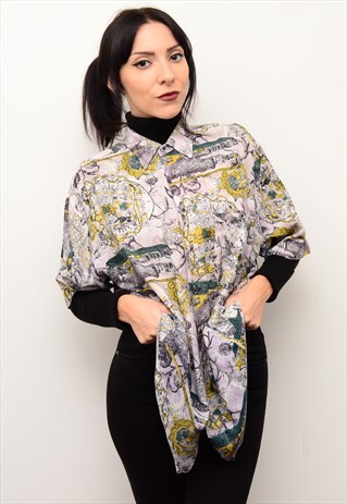 VINTAGE 90'S DELICATE ABSTRACT PATTERNED OVERSIZED SHIRT
