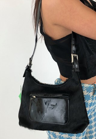 VINTAGE I SANTI FAUX LEATHER BAG IN BLACK