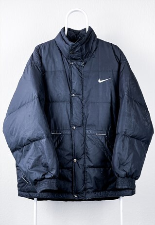 VINTAGE NIKE PUFFER JACKET BIG BACK SWOOSH BLACK XL