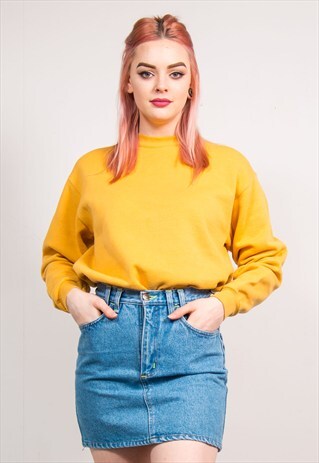 VINTAGE 90'S YELLOW BASIC SWEATSHIRT JUMPER