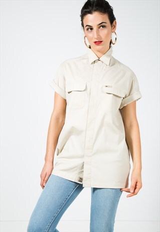 VINTAGE 80S TOMMY HILFIGER SHORT SLEEVE SHIRT/ S4409