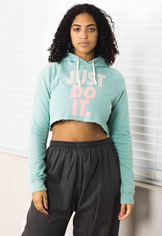 VINTAGE NIKE HOODIE CROP TOP LOGO 90S L 13.1