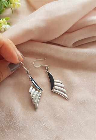 VINTAGE STERLING SILVER FAN DECO EARRINGS