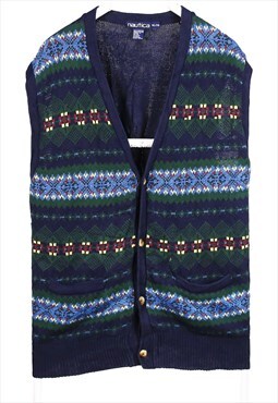 Vintage 90's Nautica Gilet Knitted Gilet Navy Blue XLarge