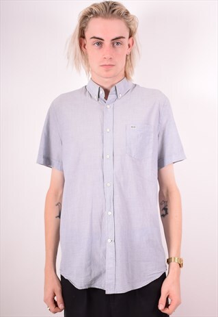 LACOSTE MENS VINTAGE SHIRT MEDIUM BLUE 90S